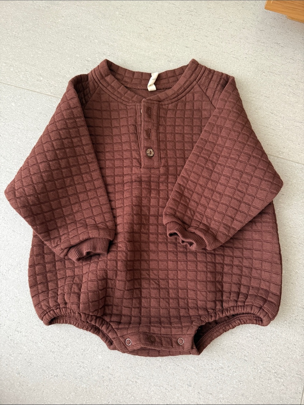 Quincy Mae Quilted Long-Sleeve One-Piece in Deep Brown